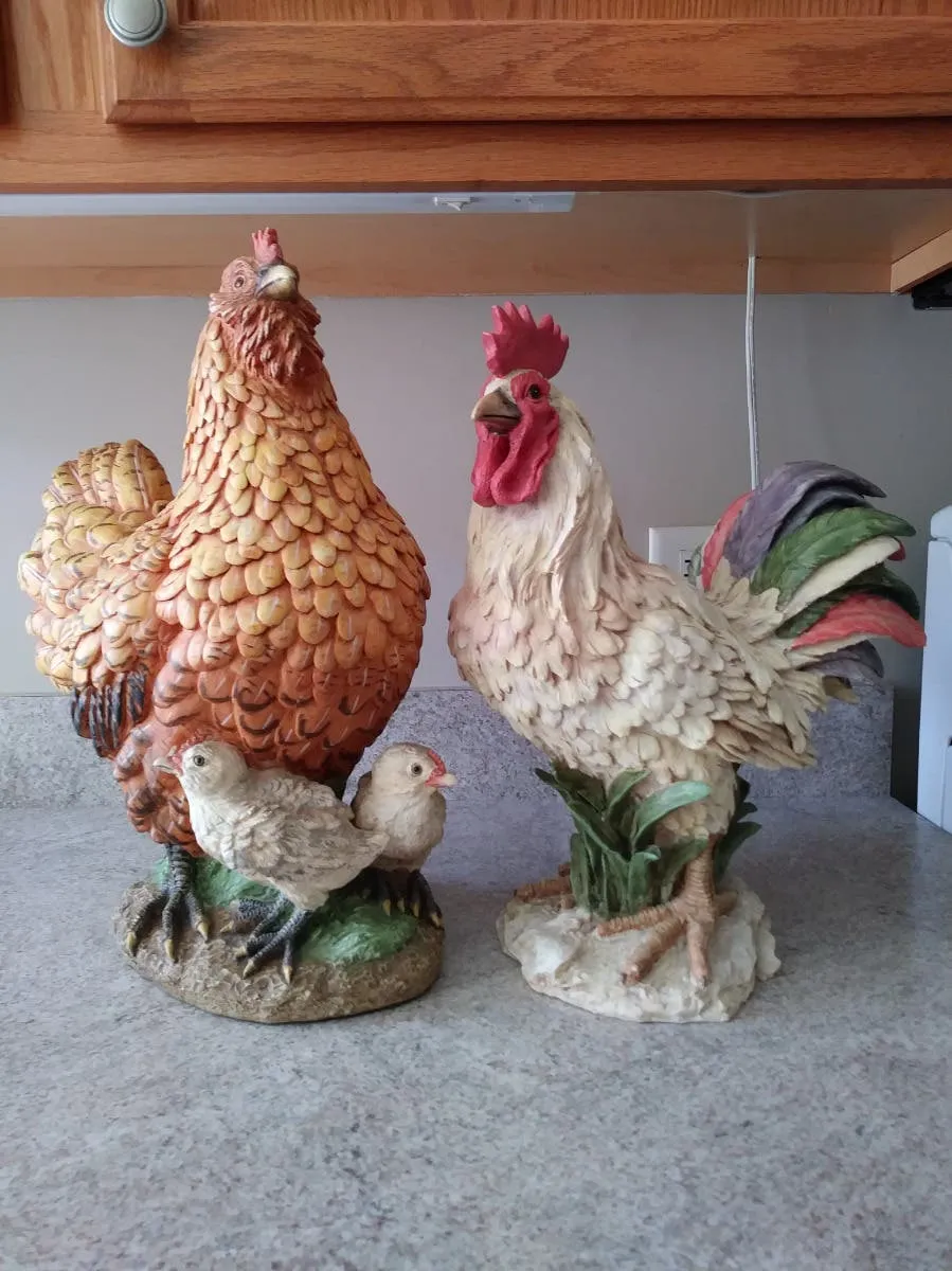 13571 rooster hen wall art