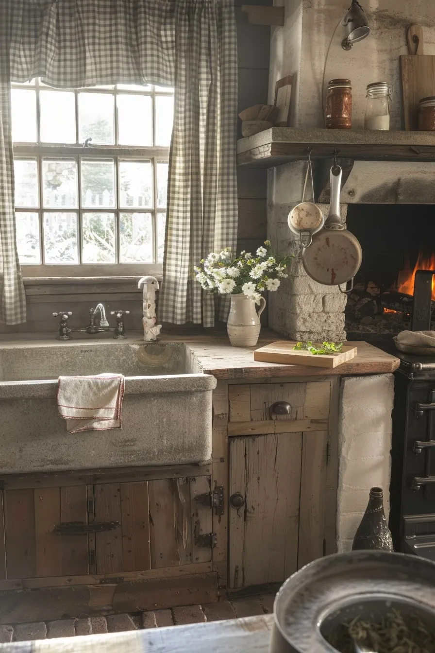13617 exposed wood beams rustic kitchen