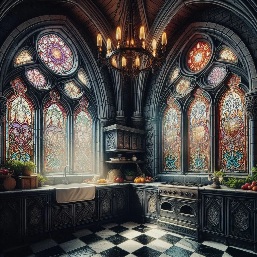 13649 gothic kitchen wood finish