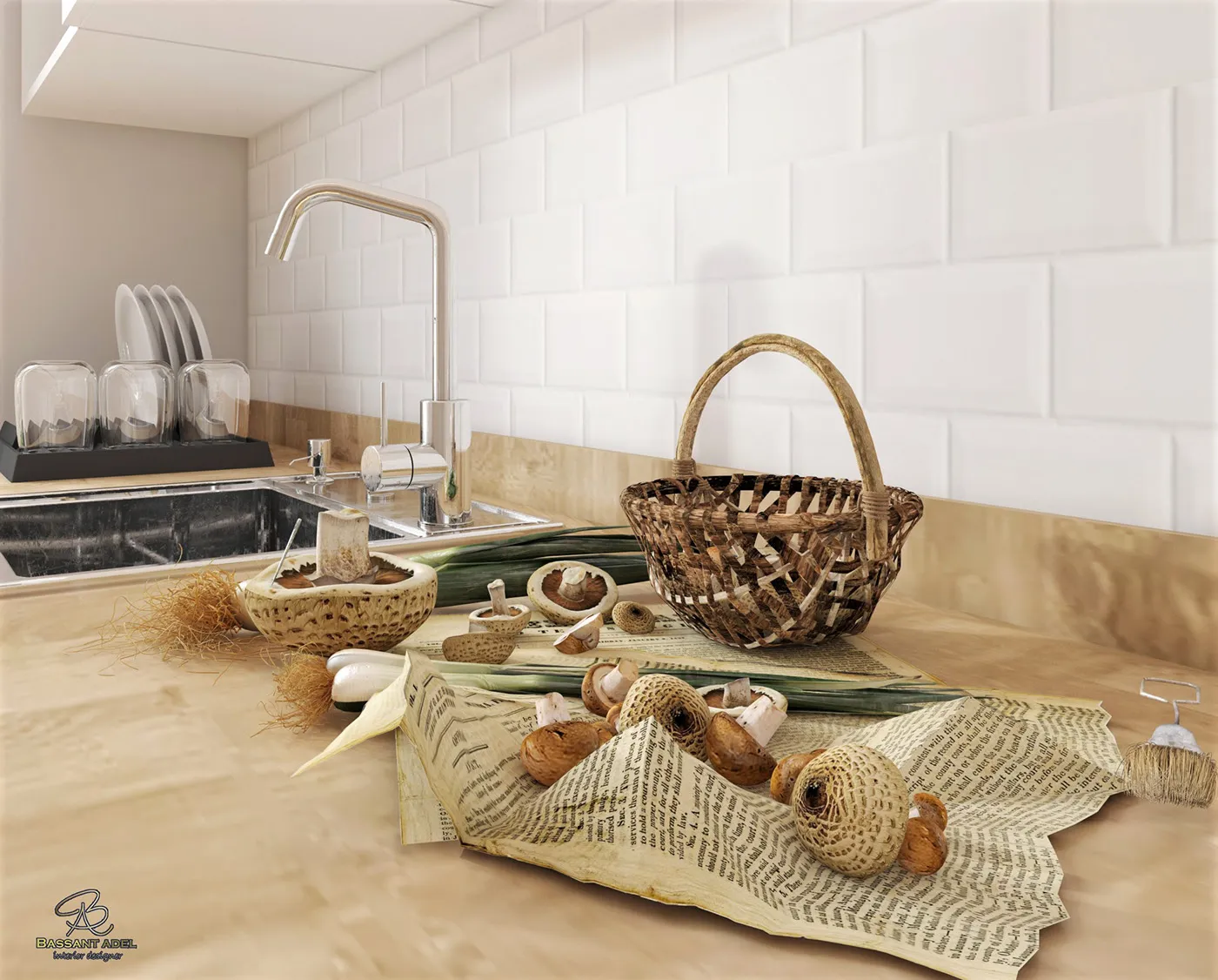 13681 open shelving kitchen 3d model