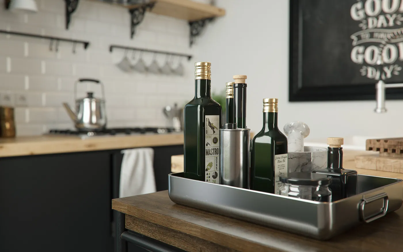 13681 wooden beams kitchen 3d model